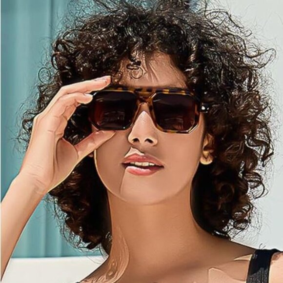Retro Square 70s Flat Aviator Sunglasses Women main image 4